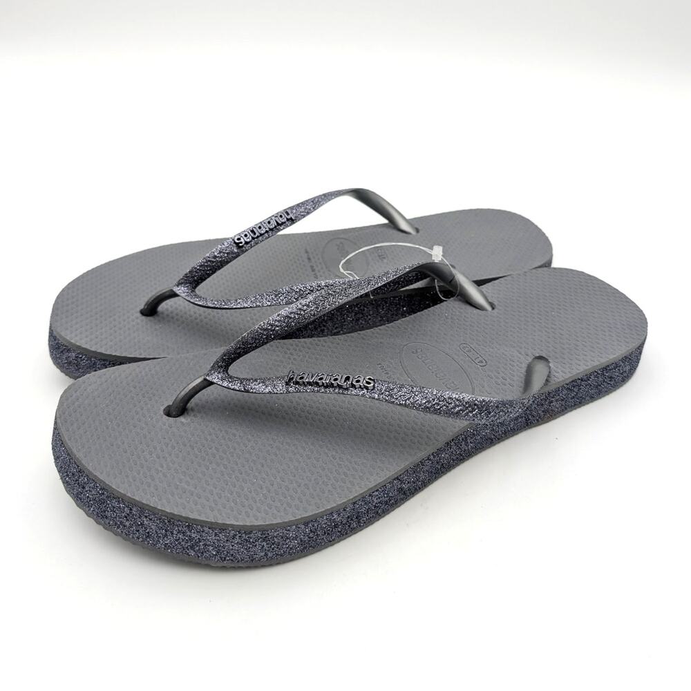 Havaianas Slim Sparkle Platform Flip Flop Women's Silver Glitter Sz US11/12